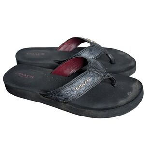 Coach Judy Women's 8 Black Slide on Thong Sandals